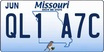 MO license plate QL1A7C