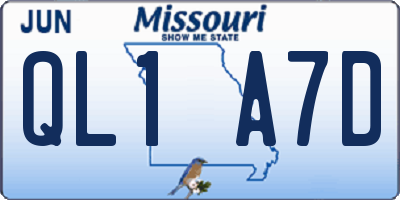 MO license plate QL1A7D