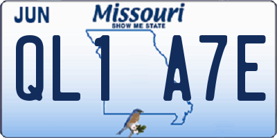 MO license plate QL1A7E