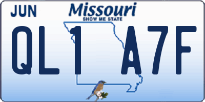 MO license plate QL1A7F