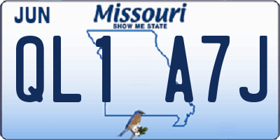 MO license plate QL1A7J