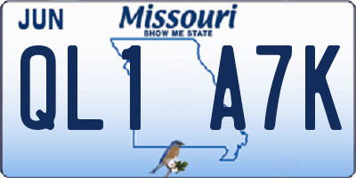 MO license plate QL1A7K