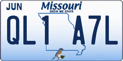 MO license plate QL1A7L