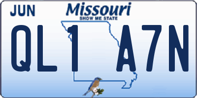 MO license plate QL1A7N
