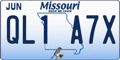 MO license plate QL1A7X