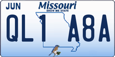 MO license plate QL1A8A