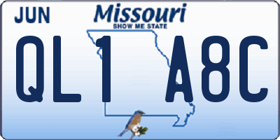 MO license plate QL1A8C