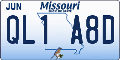 MO license plate QL1A8D