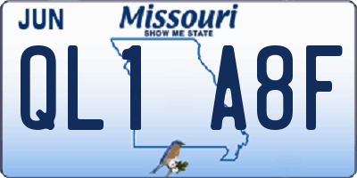 MO license plate QL1A8F