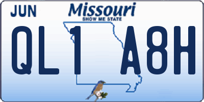 MO license plate QL1A8H