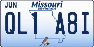 MO license plate QL1A8I