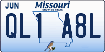 MO license plate QL1A8L