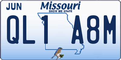 MO license plate QL1A8M