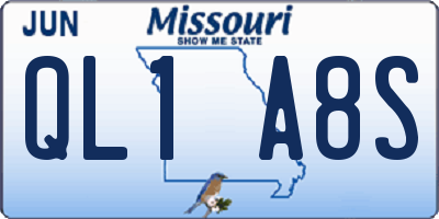 MO license plate QL1A8S