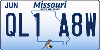 MO license plate QL1A8W