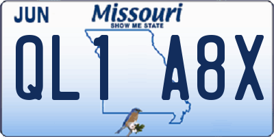 MO license plate QL1A8X