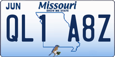 MO license plate QL1A8Z