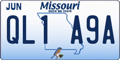 MO license plate QL1A9A