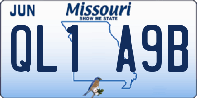 MO license plate QL1A9B