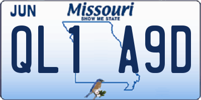 MO license plate QL1A9D