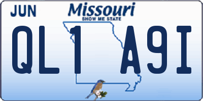 MO license plate QL1A9I