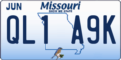 MO license plate QL1A9K