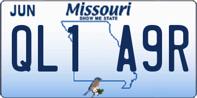 MO license plate QL1A9R