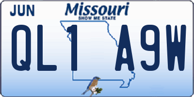 MO license plate QL1A9W