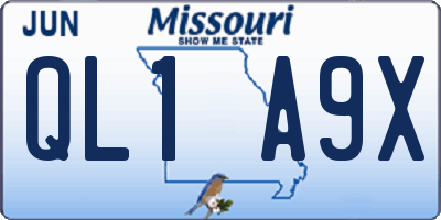 MO license plate QL1A9X