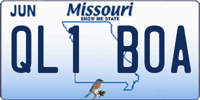 MO license plate QL1B0A