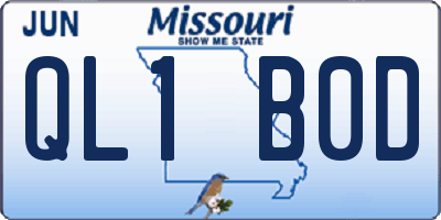 MO license plate QL1B0D