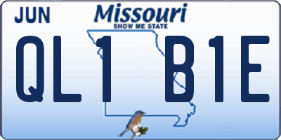 MO license plate QL1B1E