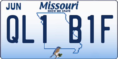 MO license plate QL1B1F