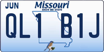 MO license plate QL1B1J