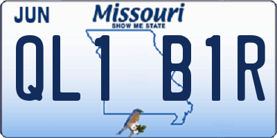 MO license plate QL1B1R