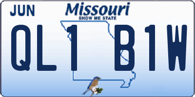 MO license plate QL1B1W