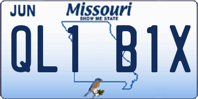 MO license plate QL1B1X