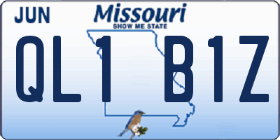 MO license plate QL1B1Z