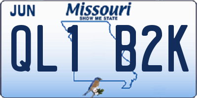 MO license plate QL1B2K