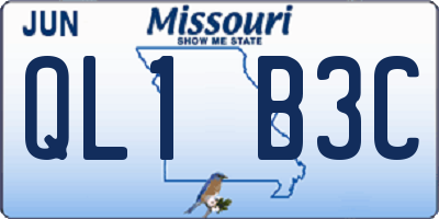 MO license plate QL1B3C