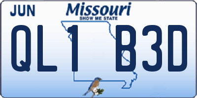 MO license plate QL1B3D