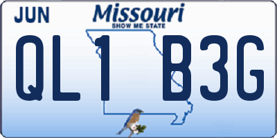 MO license plate QL1B3G