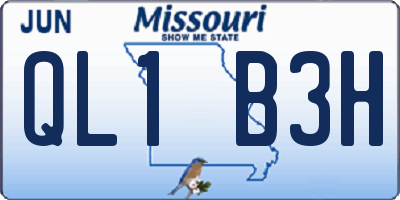 MO license plate QL1B3H
