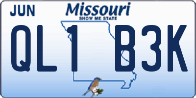 MO license plate QL1B3K
