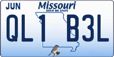 MO license plate QL1B3L