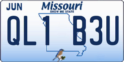 MO license plate QL1B3U