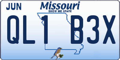 MO license plate QL1B3X