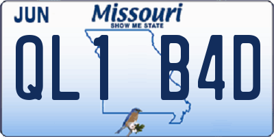 MO license plate QL1B4D