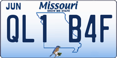 MO license plate QL1B4F