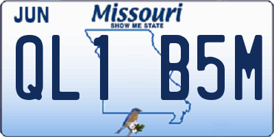 MO license plate QL1B5M